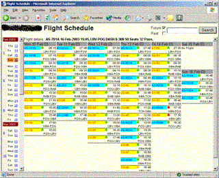 A view of the flight schedule application
        (click for a larger version)