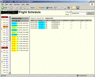 Another view of the flight schedule application
        (click for a larger version)