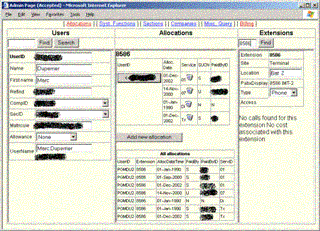 The admin/allocation view of the Teldir application
        (click for a larger version)